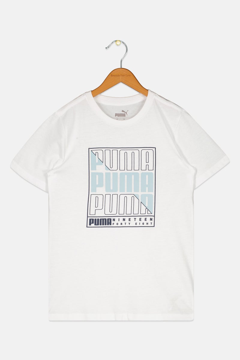 PUMA Kids Boy Crew Neck Short Sleeve Outdoor T-shirt, White - Image 2